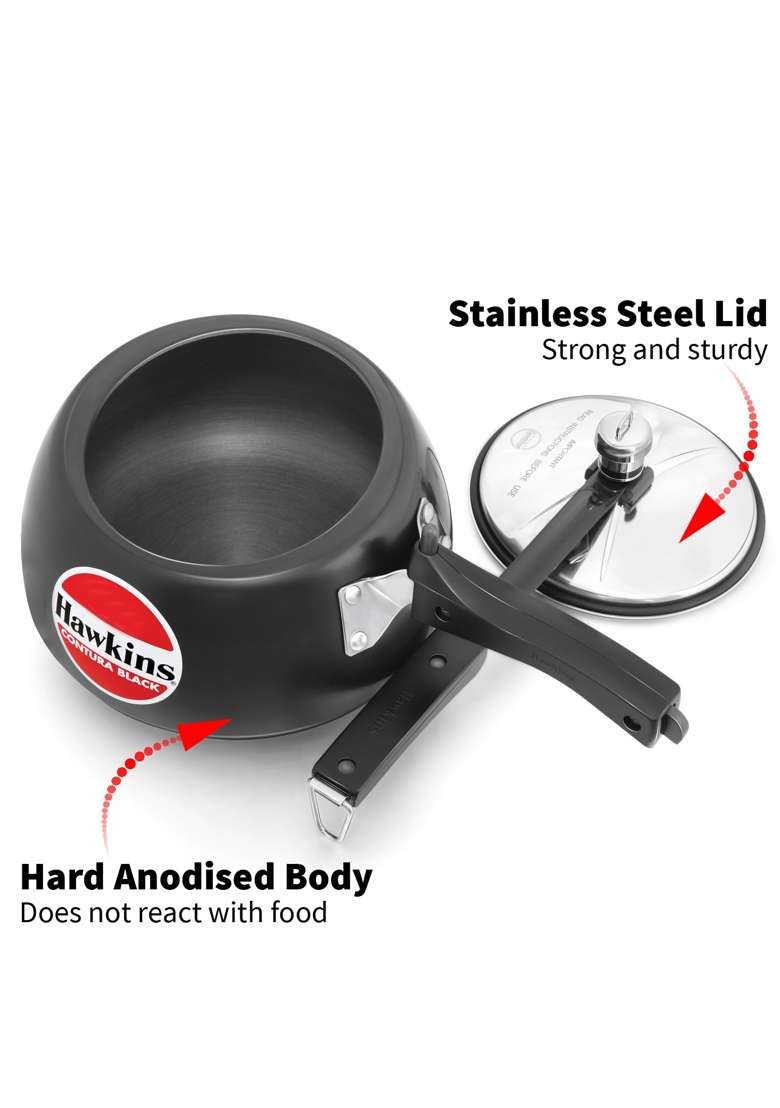 Hawkins Contura Black Pressure Cooker | 1.5 L | 1.6 Qt - Indya