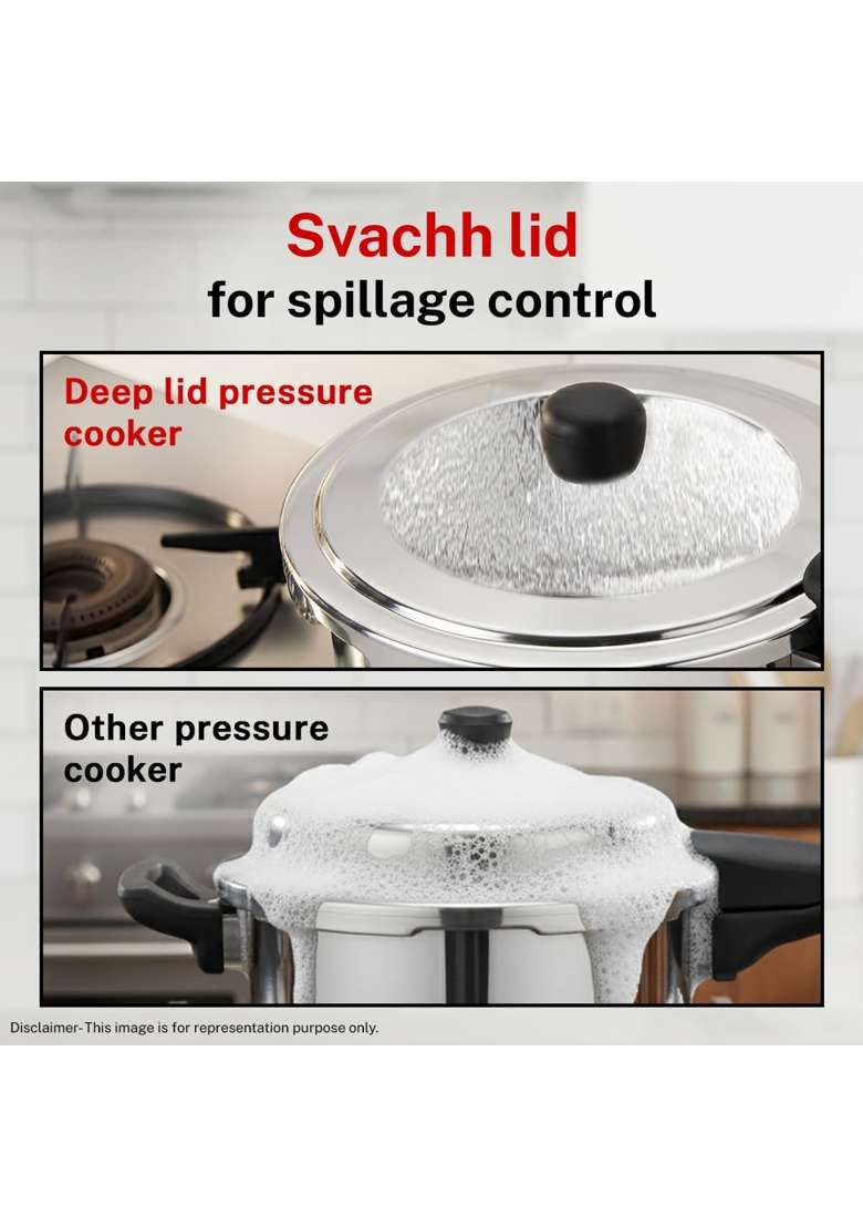 Prestige Stainless Steel Popular Svachh Outerlid Pressure Cooker | 1.5 L | 1.6 Qt | Induction Compatible - Indya