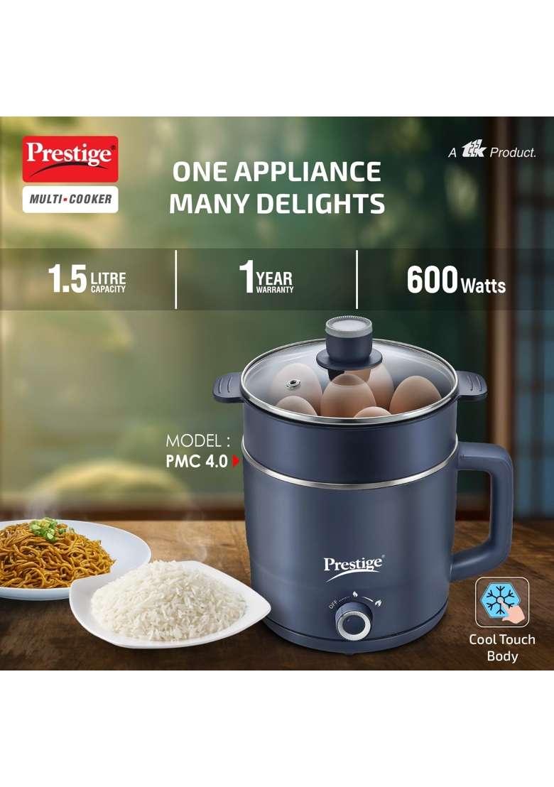 Prestige Multi-Cooker with Steamer and Egg Rack | 1.5 L | 1.6 Qt - Indya