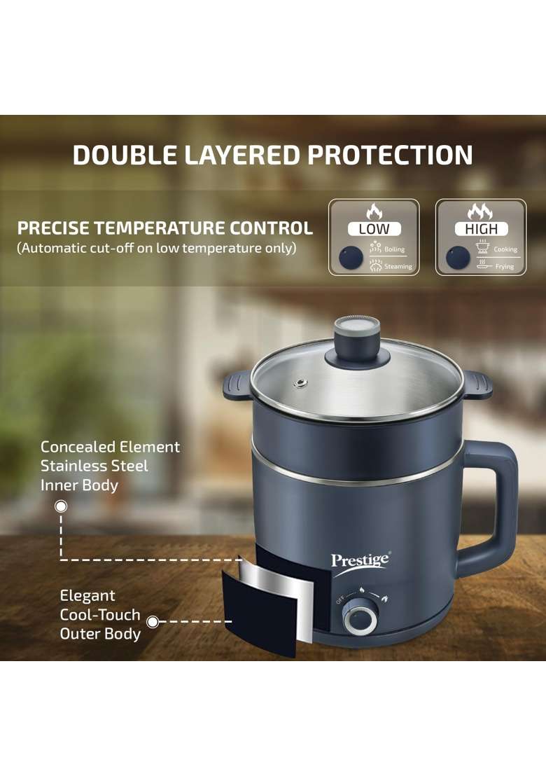 Prestige Multi-Cooker with Steamer and Egg Rack | 1.5 L | 1.6 Qt - Indya