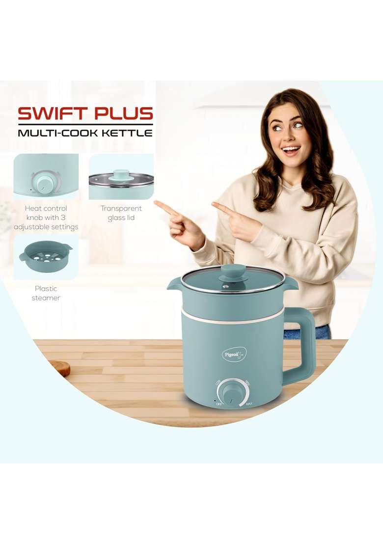 Pigeon By Stovekraft Swift Plus Multi-Cook Kettle | 1.5 L | 1.6 Qt | Food Safe - Indya