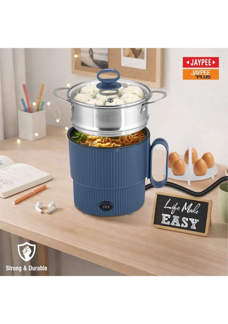 Jaypee Plus Steam and Cook Multi Purpose Electric Steamer for Cooking Instant Noodles | 1.2 L | 1.3 Qt | With Lid - Indya