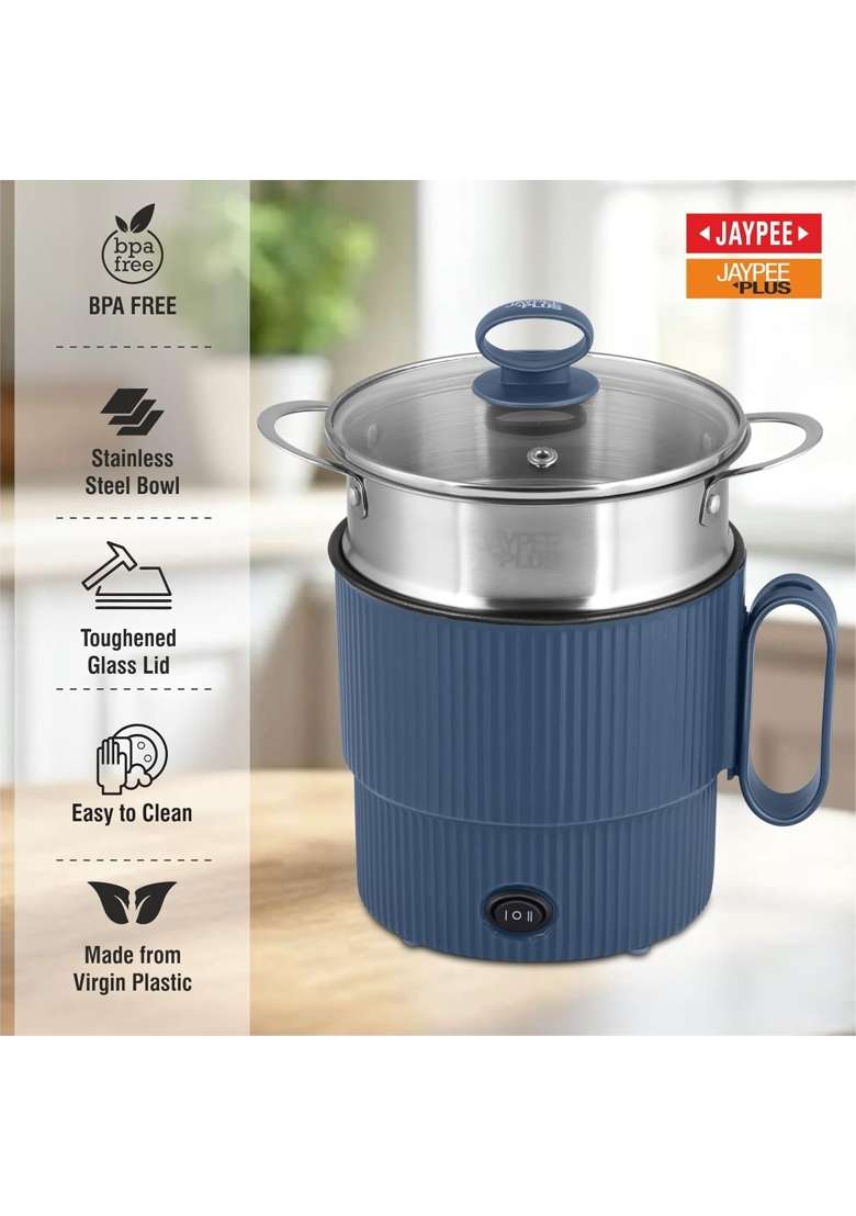 Jaypee Plus Steam and Cook Multi Purpose Electric Steamer for Cooking Instant Noodles | 1.2 L | 1.3 Qt | With Lid - Indya
