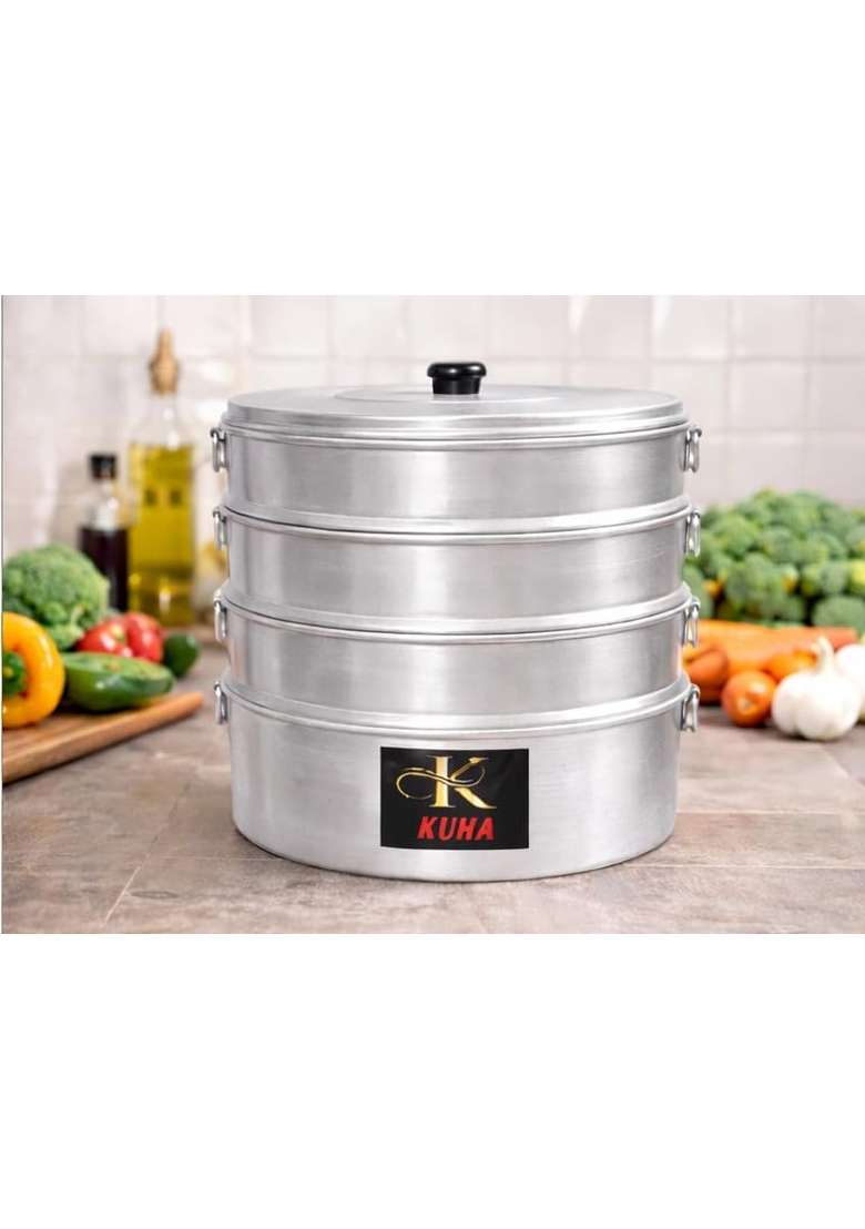 K.U.H.. K.U.H.A Premium Heavy-Duty Aluminium Momos Maker and Steamer with Sturdy Side | 4 L | 4.2 Qt | 18 cm | 7.1 Inch | Rust Resistant - Indya
