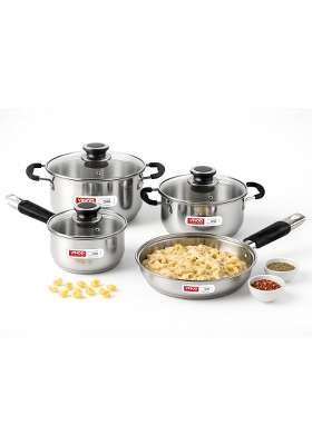 Vinod Stainless Steel Induction and Gas Stove Friendly Master Chef Cookware Set | 1.5 L | 1.6 Qt | 16 cm | 6.3 Inch | 4-Piece Set | With Lid