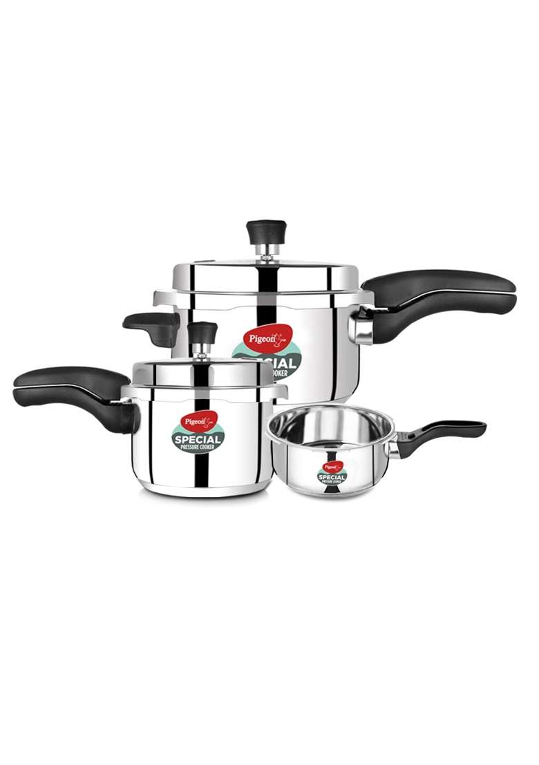 Pigeon By Stovekraft Special Stainless Steel Pressure Cooker with Outer Lid Induction | 5 L | 5.3 Qt - Indya