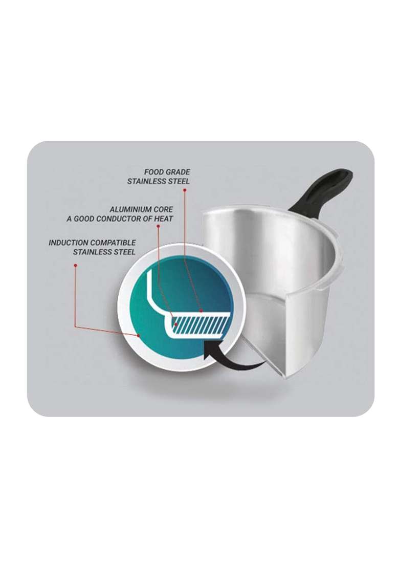 Pigeon By Stovekraft Special Stainless Steel Pressure Cooker with Outer Lid Induction | 5 L | 5.3 Qt - Indya