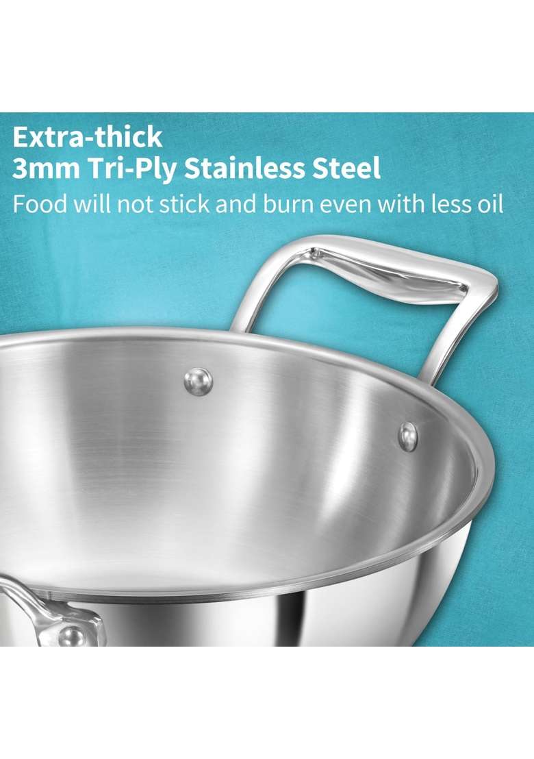 Hawkins Tri-Ply Stainless Steel Cookware Combo Set | 2.5 L | 2.6 Qt | 26 cm | 10.2 Inch | 3-Piece Set | Induction Compatible | With Lid - Indya