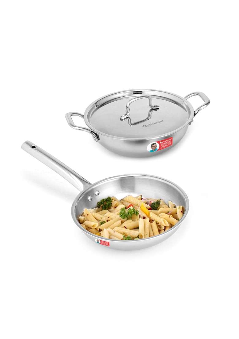 Wonderchef Venice Triply Stainless Steel. Cookware Set | 20 cm | 7.9 Inch | Pack of 3 | Non-Toxic | With Lid - Indya