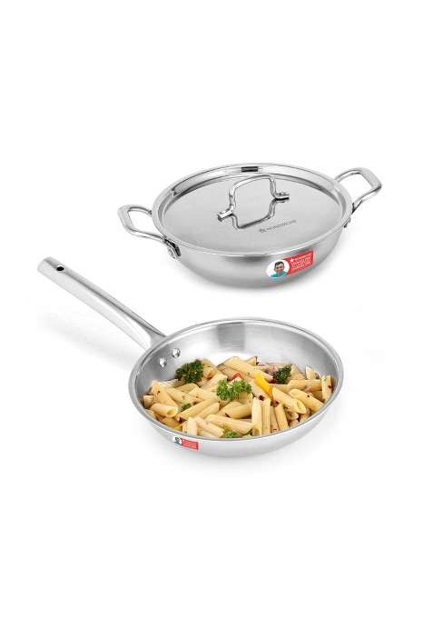 Wonderchef Venice Triply Stainless Steel. Cookware Set | 20 cm | 7.9 Inch | Pack of 3 | Non-Toxic | With Lid