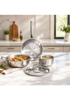 AANYA HOME CRAFT Smart Cook Tri-Ply Stainless Steel Cookware Set | 4-Piece Set