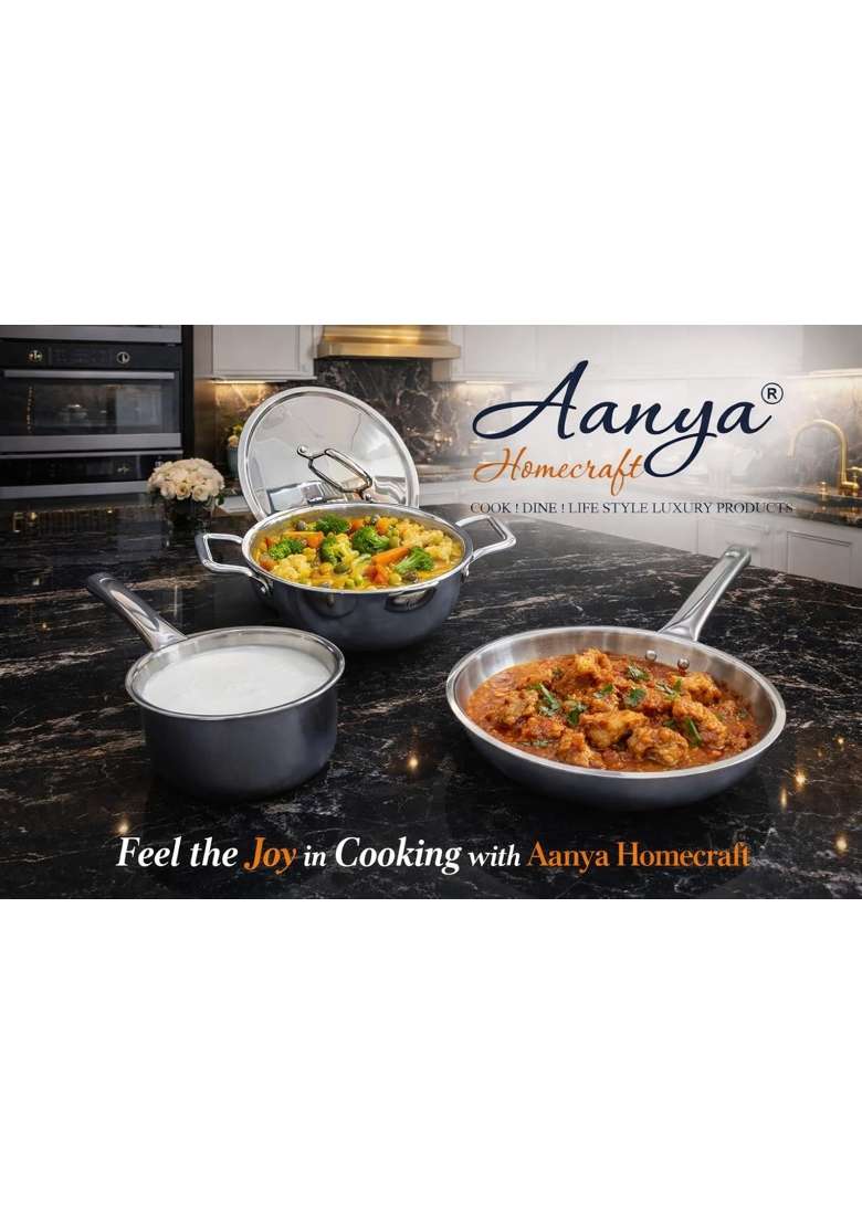 AANYA HOME CRAFT Smart Cook Tri-Ply Stainless Steel Cookware Set | 4-Piece Set - Indya