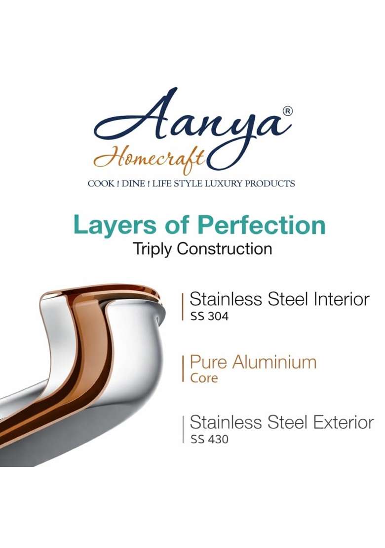 AANYA HOME CRAFT Smart Cook Tri-Ply Stainless Steel Cookware Set | 4-Piece Set - Indya