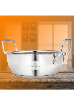 FLIXBLOOM Popular Stainless Steel Induction Base Cookware Set Kadai Wok for Kitchen Perfect | 4.5 L | 4.8 Qt