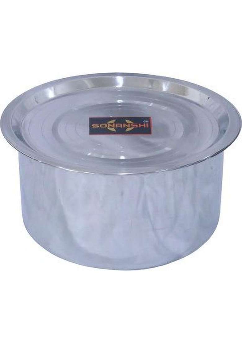 Sonanshi Stainless Steel Bhagona Patila with Lid Kitchen Cookware | 3 L | 3.2 Qt - Indya