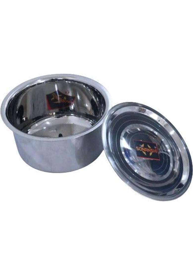 Sonanshi Stainless Steel Bhagona Patila with Lid Kitchen Cookware | 3 L | 3.2 Qt - Indya