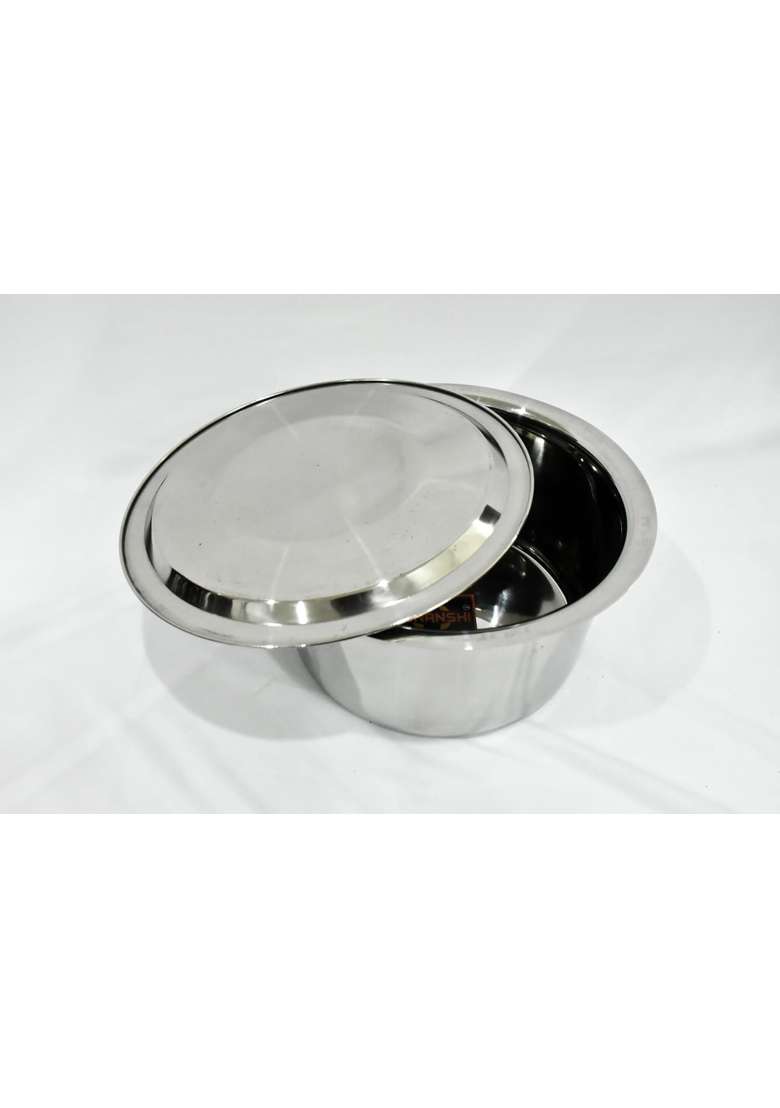 Sonanshi Stainless Steel Bhagona Patila with Lid Kitchen Cookware | 2.5 L | 2.6 Qt - Indya