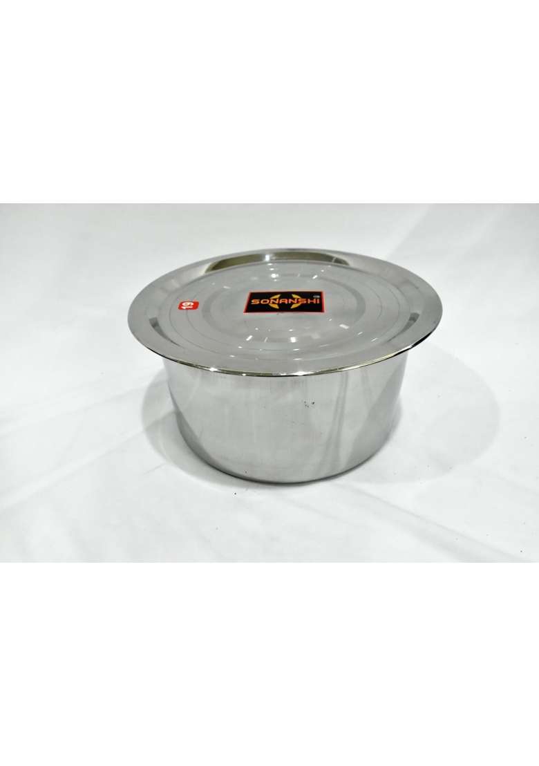 Sonanshi Stainless Steel Bhagona Patila with Lid Kitchen Cookware | 2.5 L | 2.6 Qt - Indya