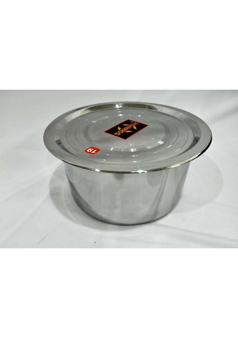 Sonanshi Stainless Steel Bhagona Patila with Lid Kitchen Cookware | 2.5 L | 2.6 Qt - Indya