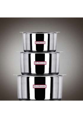FLIXBLOOM Stainless Steel Induction Base Kitchen Cookware Utensil TriPLY Bottom | 4 L | 4.2 Qt