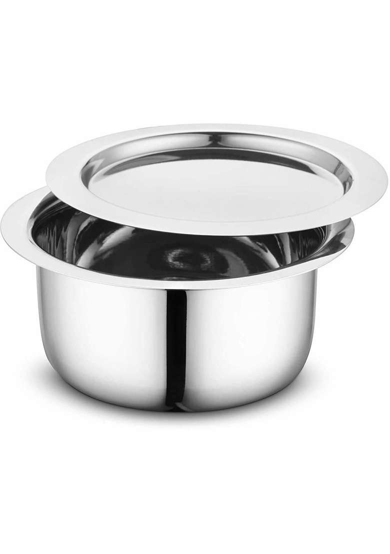 Sonanshi Stainless Steel Bhagona Patila with Lid Kitchen Cookware | 2.5 L | 2.6 Qt - Indya