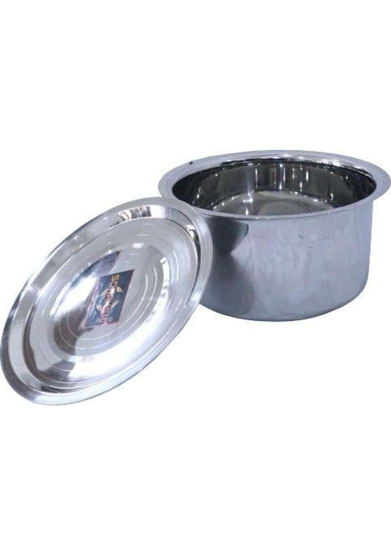 Sonanshi Stainless Steel Bhagona Patila with Lid Kitchen Cookware | 2 L | 2.1 Qt - Indya