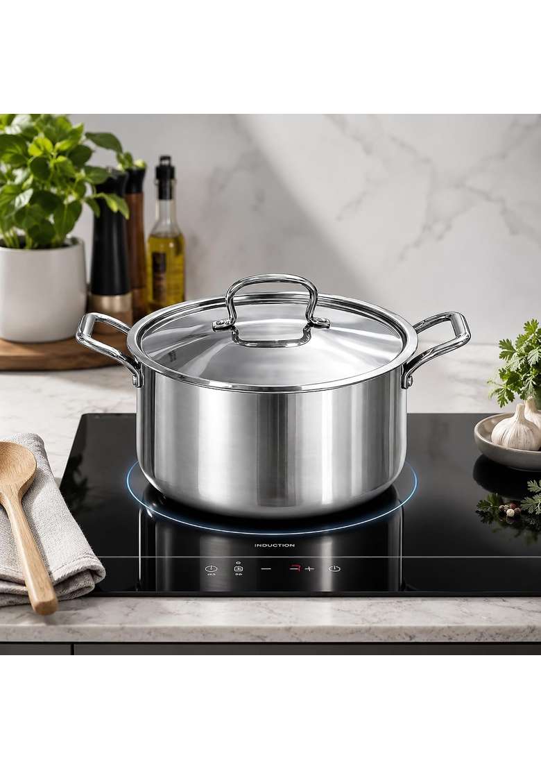 AANYA HOME CRAFT Aanya Homecraft Premium Triply Stainless Steel Casserole with Lid | 3 L | 3.2 Qt | 27 cm | 10.6 Inch | Induction Compatible - Indya