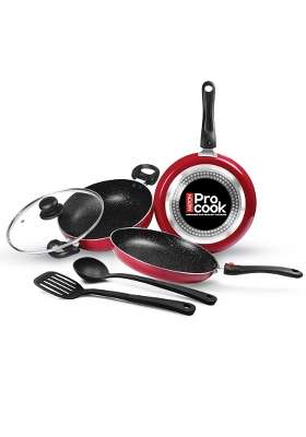 MILTON Pro cook Induction Cookware and Gas Stove Friendly Kitchen Jewel Set | Pack of 5 | Non-Stick | With Lid