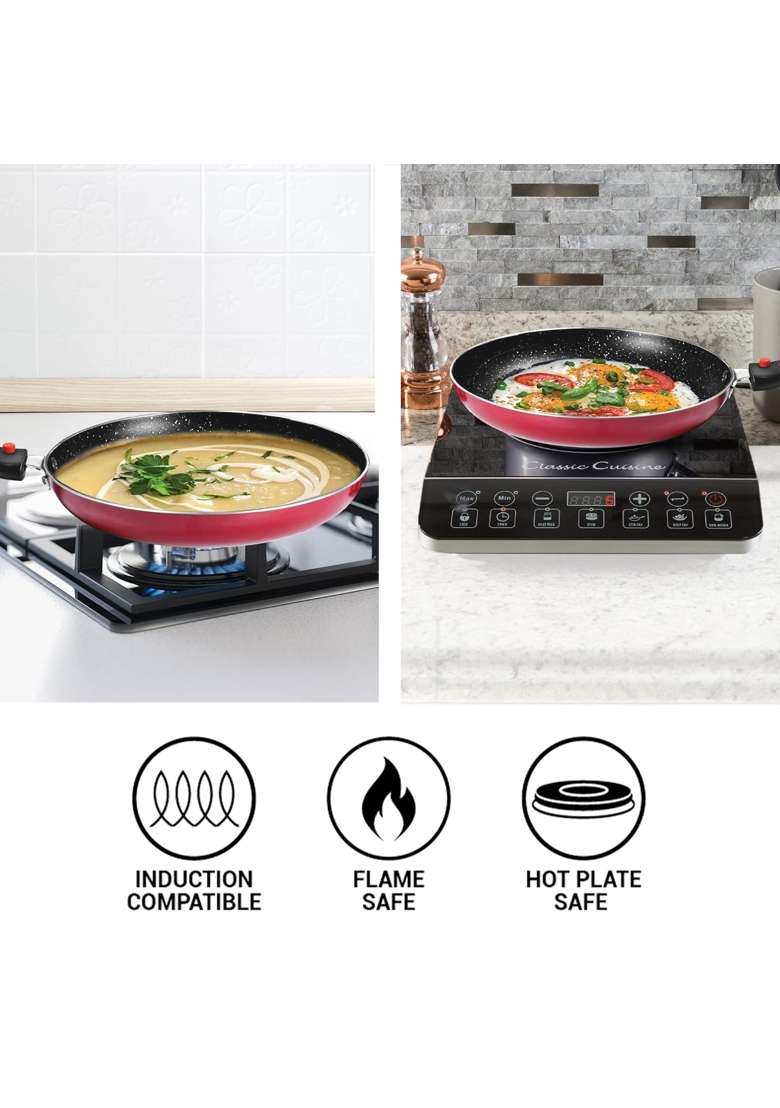 MILTON Pro cook Induction Cookware and Gas Stove Friendly Kitchen Jewel Set | Pack of 5 | Non-Stick | With Lid - Indya
