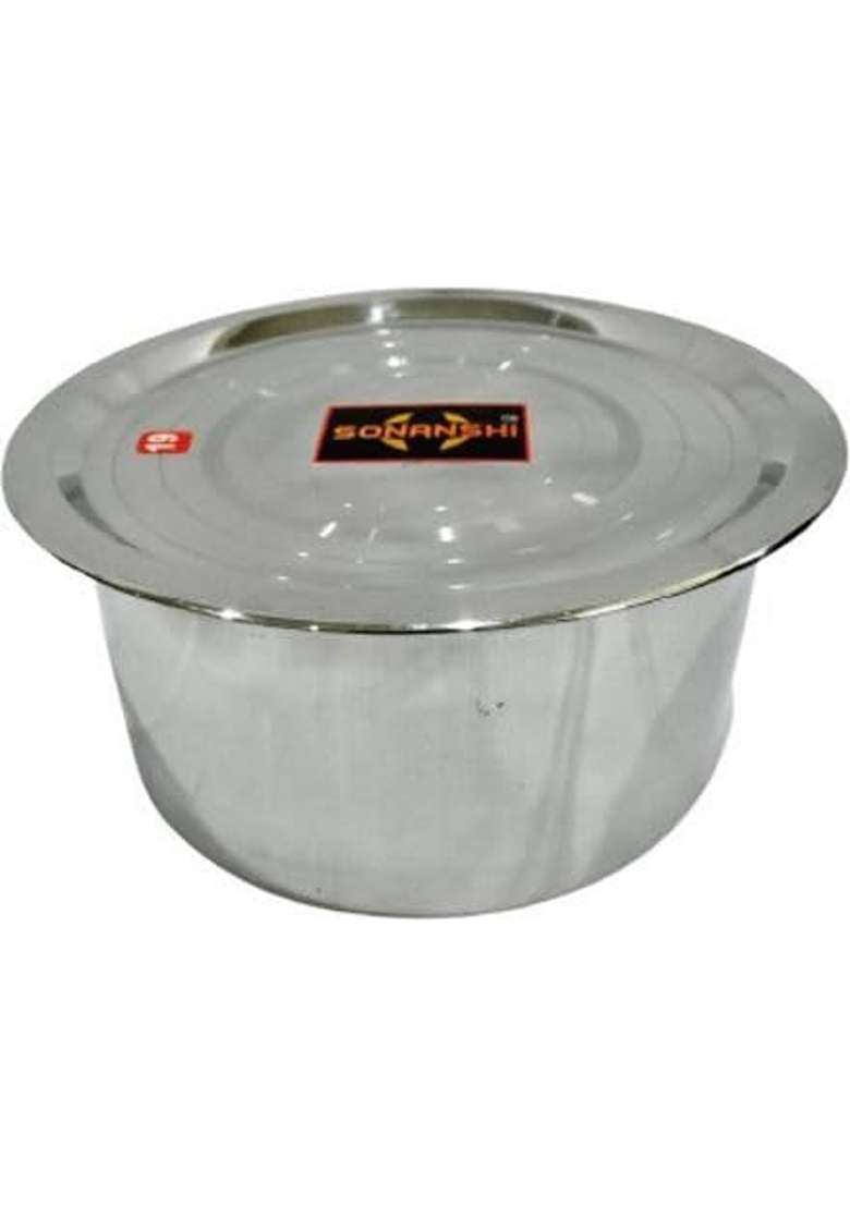 Sonanshi Aluminium Bhagona Tope with Lid for Kitchen Cooking | 2.5 L | 2.6 Qt - Indya