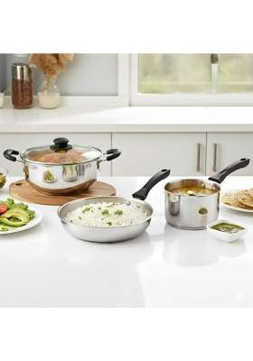 CELLO Galaxy Steelox Cookware Set | 3 L | 3.2 Qt | 3-Piece Set | With Lid