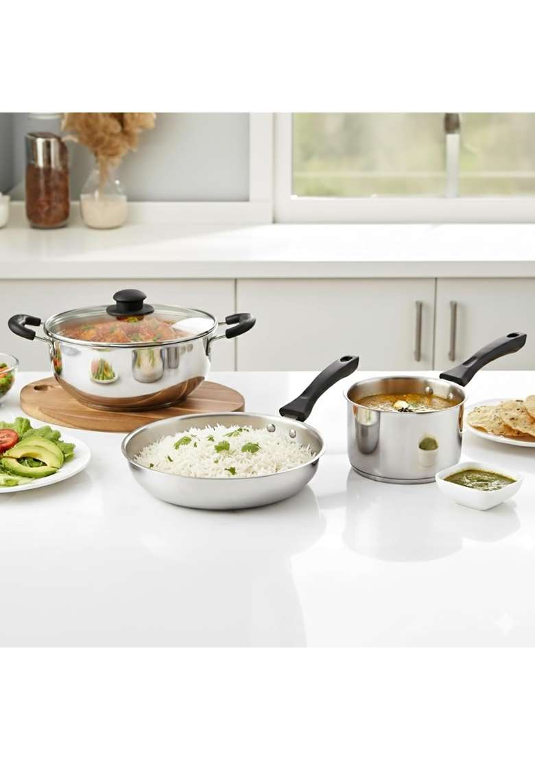 CELLO Galaxy Steelox Cookware Set | 3 L | 3.2 Qt | 3-Piece Set | With Lid - Indya