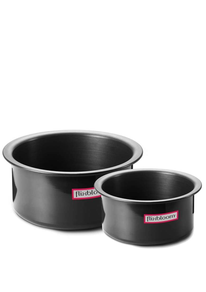 FLIXBLOOM Territorial Black Hard Anodised Induction Base LPG Gas Stovetop Friendly | 4.5 L | 4.8 Qt - Indya