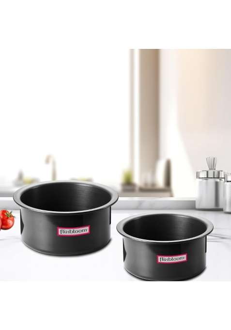 FLIXBLOOM Territorial Black Hard Anodised Induction Base LPG Gas Stovetop Friendly | 4.5 L | 4.8 Qt