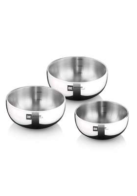 BERGNER BE Essentials TriPly Stainless Steel Mini Tasra Deep Pan Set | 300 ml | 10.1 fl oz | 10 cm | 3.9 Inch | 3-Piece Set