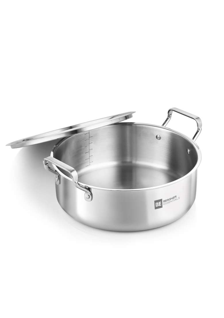 BERGNER Tripro BE Essentials Triply Cookware Set | 3 L | 3.2 Qt | 24 cm | 9.4 Inch | Pack of 5 | Induction Compatible | With Lid - Indya