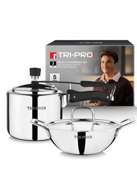 BERGNER TriPro Triply Cookware Set | 3 L | 3.2 Qt | 3-Piece Set | Induction Compatible | With Lid