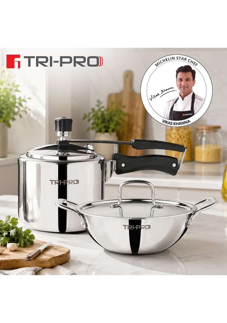 BERGNER TriPro Triply Cookware Set | 3 L | 3.2 Qt | 3-Piece Set | Induction Compatible | With Lid - Indya
