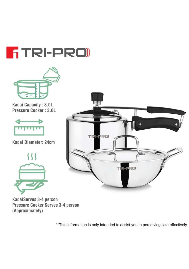 BERGNER TriPro Triply Cookware Set | 3 L | 3.2 Qt | 3-Piece Set | Induction Compatible | With Lid - Indya