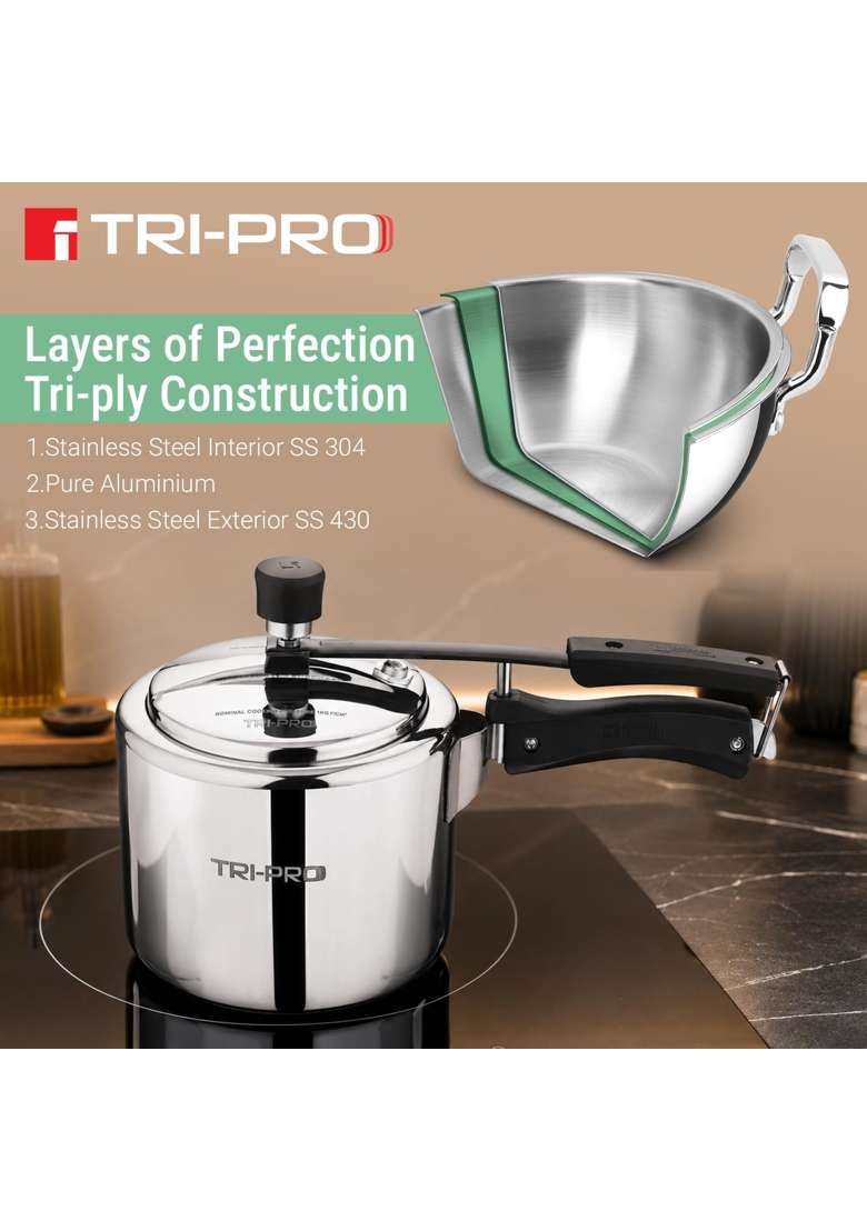 BERGNER TriPro Triply Cookware Set | 3 L | 3.2 Qt | 3-Piece Set | Induction Compatible | With Lid - Indya