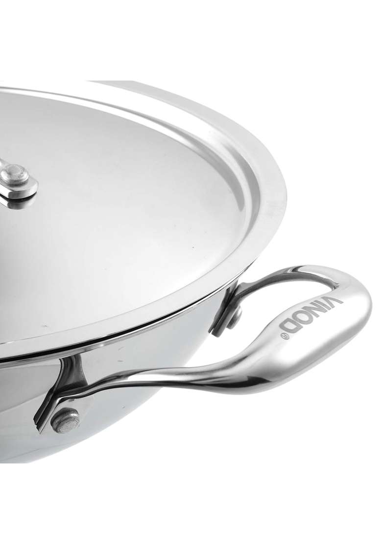 Vinod Platinum Triply Stainless Steel Cookware Combo | 1.5 L | 1.6 Qt | 20 cm | 7.9 Inch | 2-Piece Set | Induction Compatible | With Lid - Indya