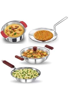 Hawkins Tri-Ply Stainless Steel Cookware Combo Set | 2.5 L | 2.6 Qt | 24 cm | 9.4 Inch | 4-Piece Set | With Lid