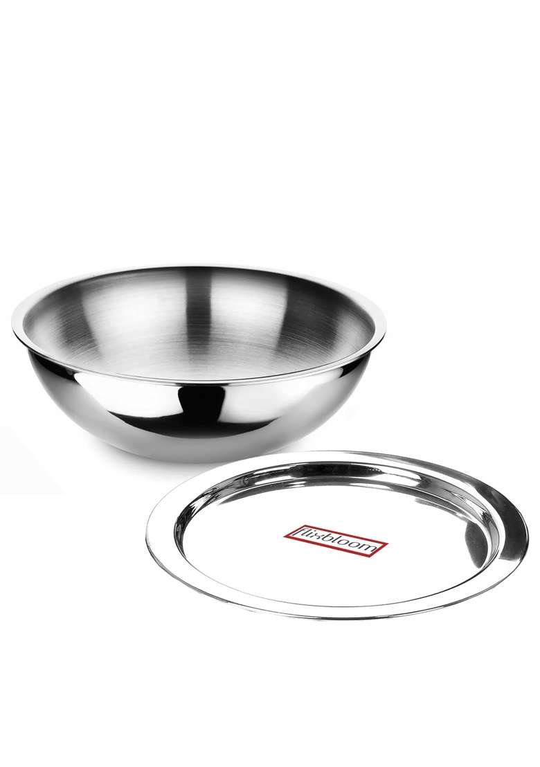 FLIXBLOOM Unified Stainless Steel Triply Induction Base LPG Capable Kitchen Cookware Set | 1.5 L | 1.6 Qt | With Lid - Indya