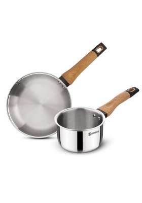 BERGNER TriPro Triply Stainless Steel Cookware Set | 1.2 L | 1.3 Qt | 22 cm | 8.7 Inch | Pack of 2 | Induction Compatible