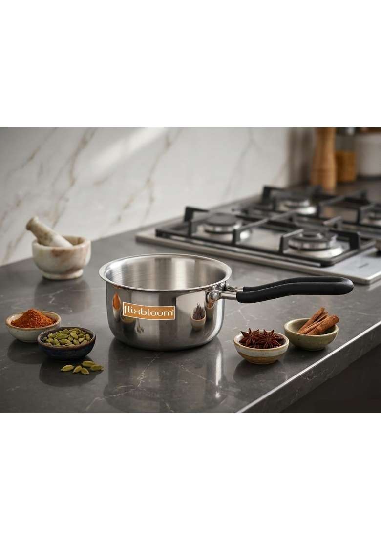 FLIXBLOOM Ultimate Stainless Steel Triply Thick Gauge Long-Life Cookware Induction | 5 L | 5.3 Qt - Indya