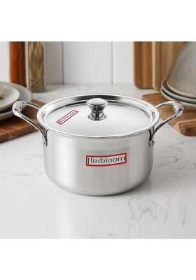 FLIXBLOOM Posh Stainless Steel Triply Thick Guage Cookware Set Handi Cooking Pot for Cooking | 2.5 L | 2.6 Qt | With Lid