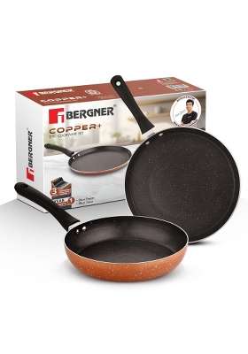 BERGNER Copper Non Stick Cookware Set | 1.5 L | 1.6 Qt | 24 cm | 9.4 Inch | 2-Piece Set | Induction Compatible | PFOA Free