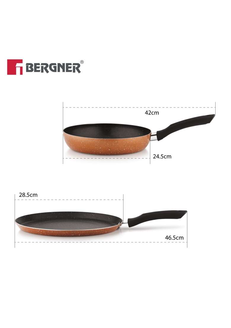 BERGNER Copper Non Stick Cookware Set | 1.5 L | 1.6 Qt | 24 cm | 9.4 Inch | 2-Piece Set | Induction Compatible | PFOA Free - Indya