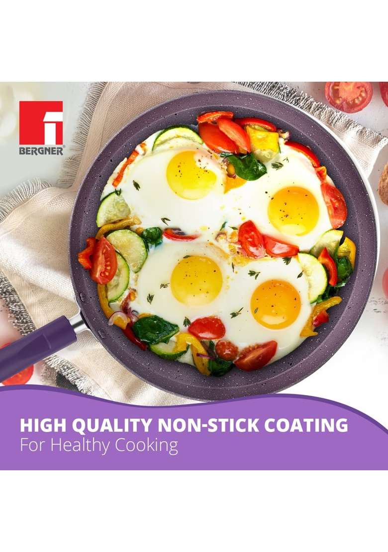 BERGNER Vega Non-Stick Cookware Set | 2.5 L | 2.6 Qt | 24 cm | 9.4 Inch | 4-Piece Set | Induction Compatible | With Lid - Indya