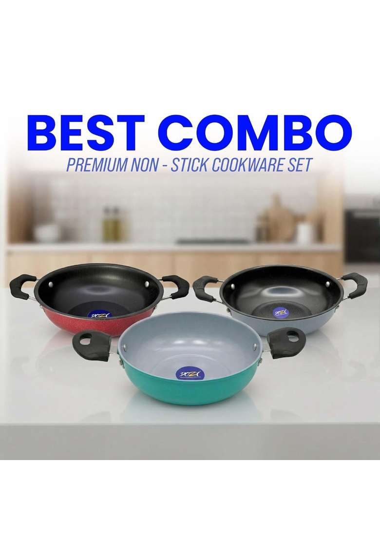 DOZY 5-Piece Iron-Rich Nonstick Cookware Combo Set Induction Bottom Non-Stick Coated - Indya